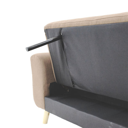 Καναπές-κρεβάτι Carmelo pakoworld με μπεζ-καφέ ύφασμα 214x80x86εκ - Hippiehome.gr