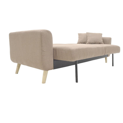 Καναπές-κρεβάτι Carmelo pakoworld με μπεζ-καφέ ύφασμα 214x80x86εκ - Hippiehome.gr