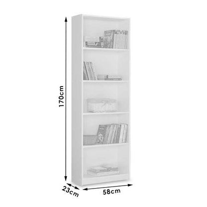 Βιβλιοθήκη Max pakoworld σε λευκό χρώμα 58x23x170εκ - Hippiehome.gr