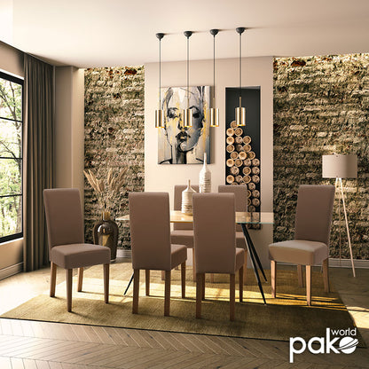 Καρέκλα Ditta pakoworld PU ανοικτό καφέ-πόδι μασίφ ξύλο καρυδί - Hippiehome.gr