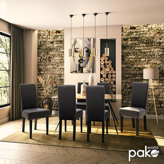 Καρέκλα Ditta pakoworld PU ανθρακί-πόδι μασίφ ξύλο wenge - Hippiehome.gr