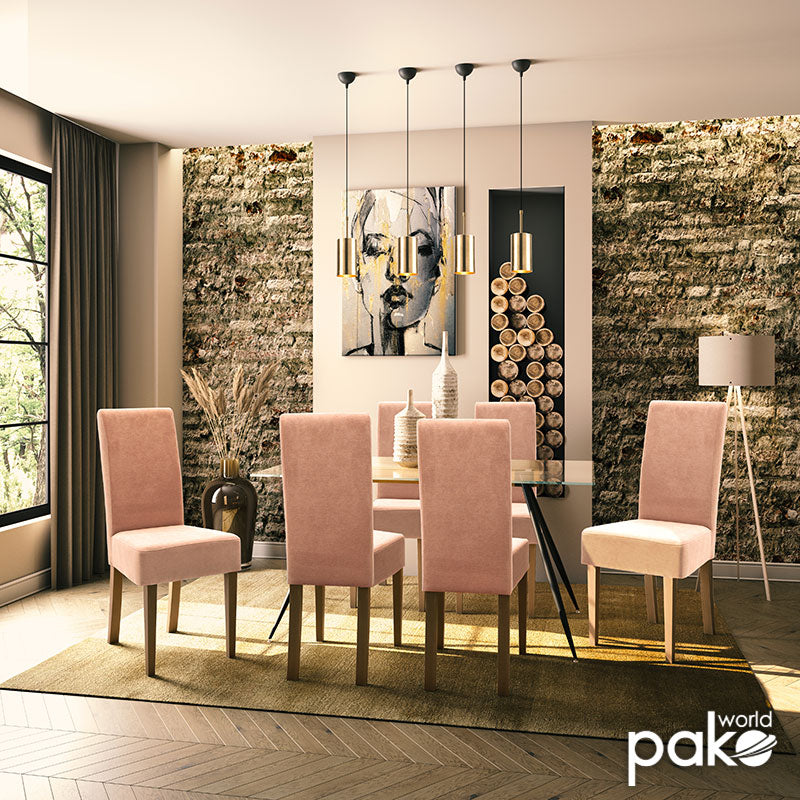 Καρέκλα Ditta pakoworld ύφασμα σάπιο μήλο-πόδι μασίφ ξύλο καρυδί - Hippiehome.gr