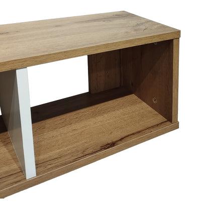Ραφιέρα τοίχου Flevior pakoworld σε sonoma με λευκή απόχρωση 90x22x25.6εκ - Hippiehome.gr