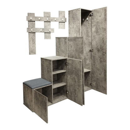 Έπιπλο εισόδου Nenich pakoworld σε γκρι oak απόχρωση 150x37x180εκ - Hippiehome.gr