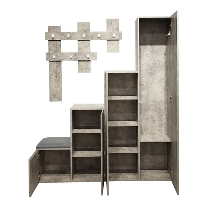 Έπιπλο εισόδου Nenich pakoworld σε γκρι oak απόχρωση 150x37x180εκ - Hippiehome.gr