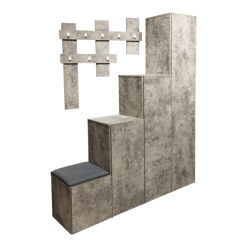 Έπιπλο εισόδου Nenich pakoworld σε γκρι oak απόχρωση 150x37x180εκ - Hippiehome.gr