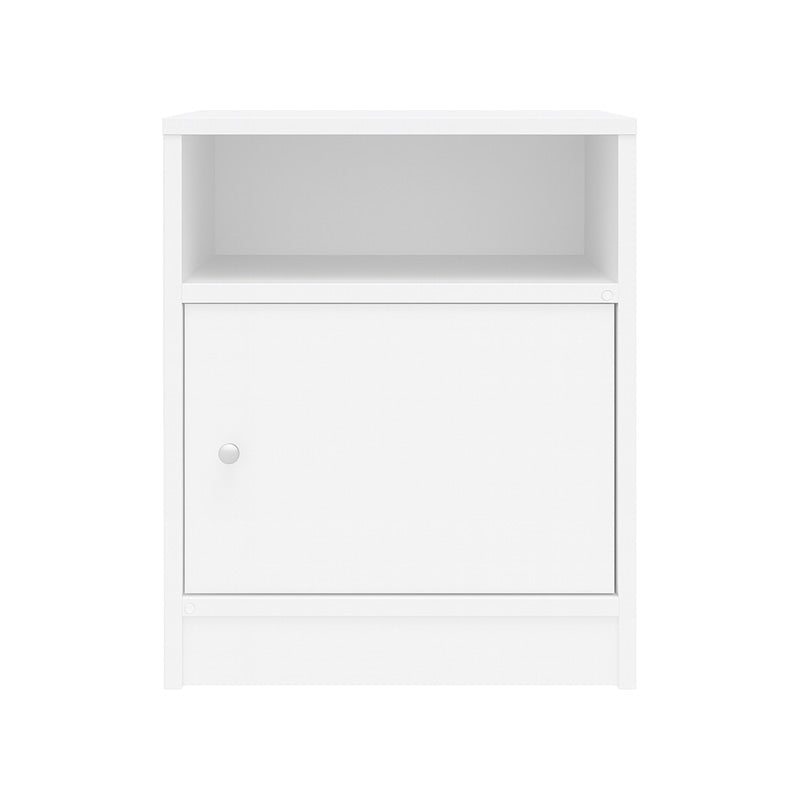 Κομοδίνο Foly pakoworld με ένα ντουλάπι σε λευκή απόχρωση 40x40x50εκ - Hippiehome.gr