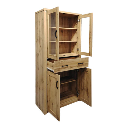 Βιτρίνα-ντουλάπα Nisso pakoworld σε oak απόχρωση 80x40x183.5εκ - Hippiehome.gr
