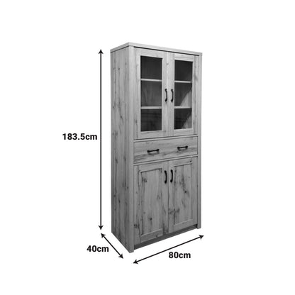 Βιτρίνα-ντουλάπα Nisso pakoworld σε oak απόχρωση 80x40x183.5εκ - Hippiehome.gr