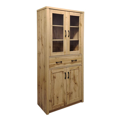 Βιτρίνα-ντουλάπα Nisso pakoworld σε oak απόχρωση 80x40x183.5εκ - Hippiehome.gr