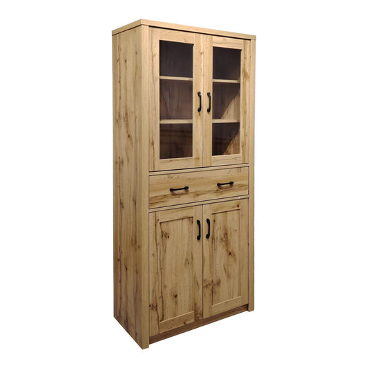 Βιτρίνα-ντουλάπα Nisso pakoworld σε oak απόχρωση 80x40x183.5εκ - Hippiehome.gr