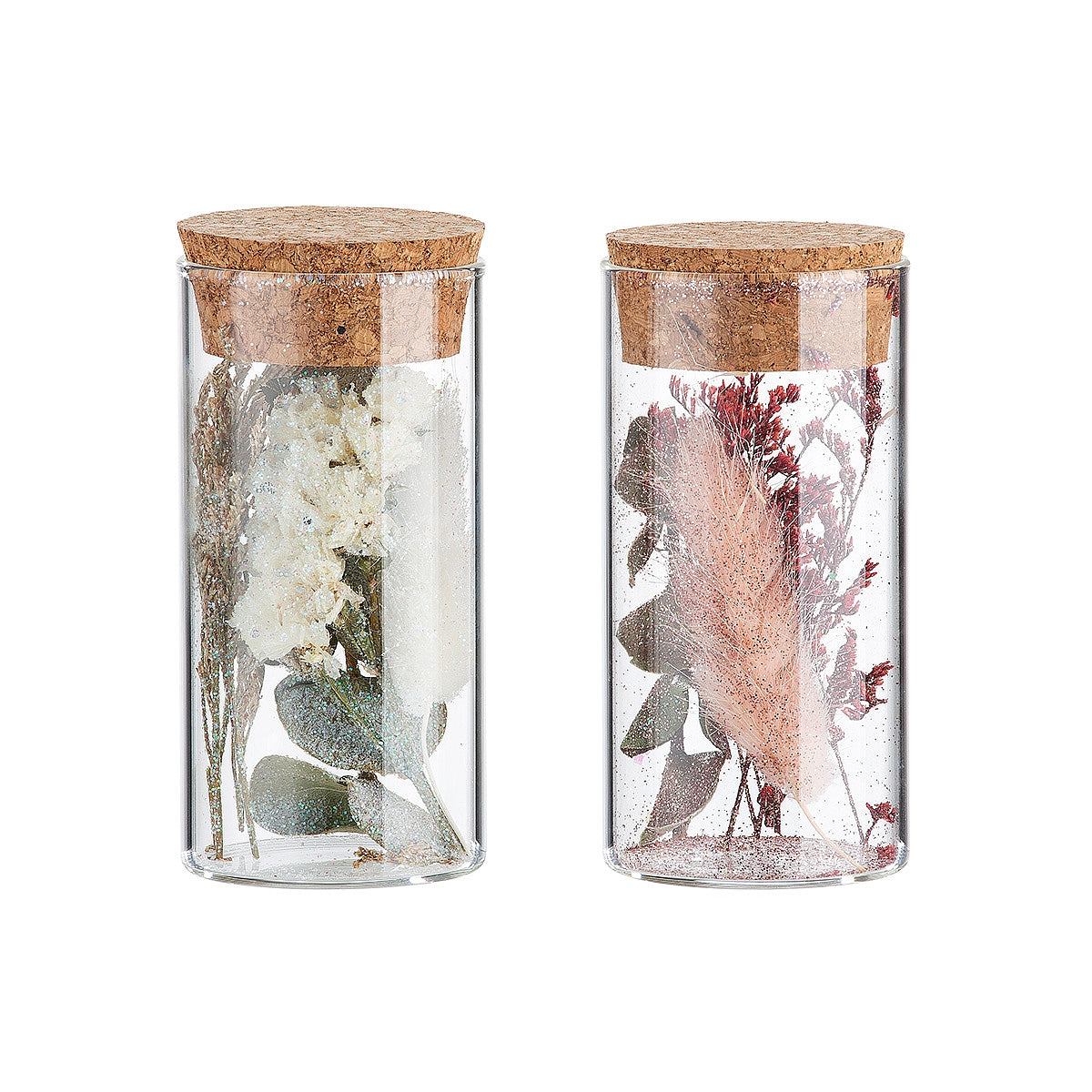 Διακοσμητικό ArteLibre Αποξηραμένο Λουλούδι Σε Δοχείο Με Glitter Διάφανο Γυαλί 10cm Σε 2 Σχέδια - Hippiehome.gr