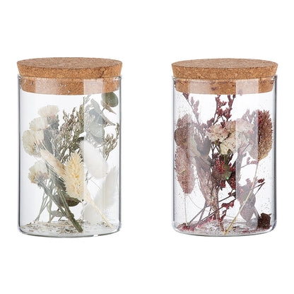 Διακοσμητικό ArteLibre Αποξηραμένο Λουλούδι Σε Δοχείο Με Glitter Διάφανο Γυαλί 12.5cm Σε 2 Σχέδια - Hippiehome.gr