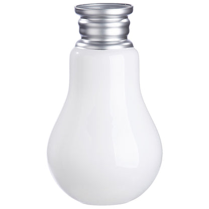 Βάζο ArteLibre Retro Λευκό/Ασημί Γυαλί 36cm - Hippiehome.gr