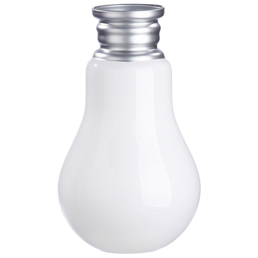 Βάζο ArteLibre Retro Λευκό/Ασημί Γυαλί 36cm - Hippiehome.gr