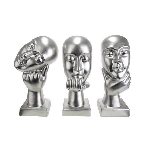 Διακοσμητικό ArteLibre Σκεπτόμενο Πρόσωπο Ασημί Κεραμικό 8.5x15.5x30cm Σε 3 Σχέδια - Hippiehome.gr