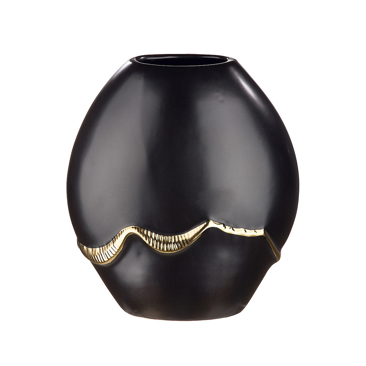 Βάζο ArteLibre Μαύρο/Χρυσό Κεραμικό 10x18x20cm - Hippiehome.gr
