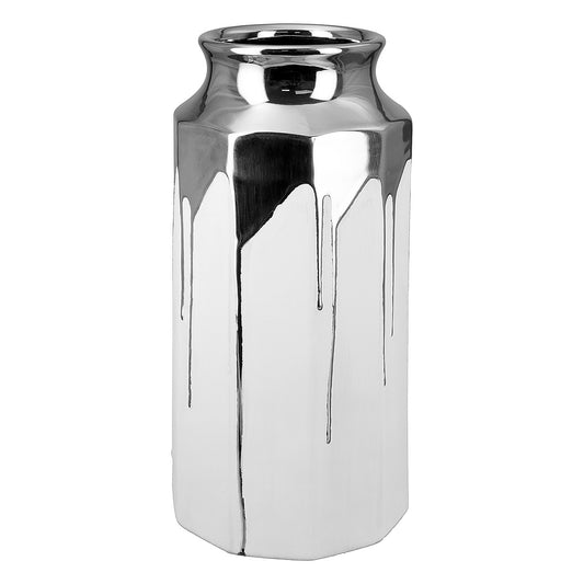 Βάζο ArteLibre Λευκό/Ασημί Κεραμικό 13.5x13.5x27cm - Hippiehome.gr