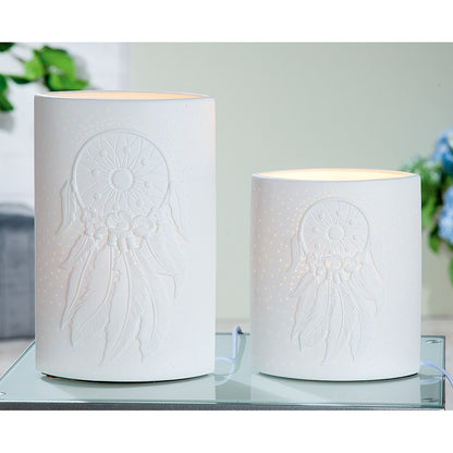 Λάμπα Επιτραπέζια ArteLibre Με Διακόσμηση Μάτι Λευκό Πορσελάνη 10.5x18x28cm - Hippiehome.gr