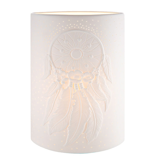Λάμπα Επιτραπέζια ArteLibre Με Διακόσμηση Μάτι Λευκό Πορσελάνη 10.5x18x28cm - Hippiehome.gr