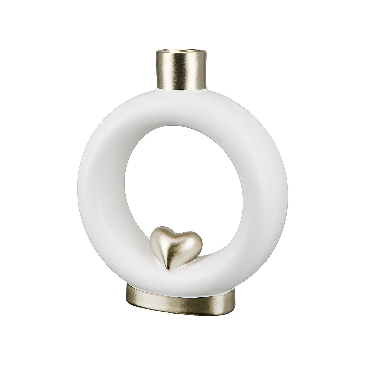 Βάζο ArteLibre Love Λευκό/Χρυσό Κεραμικό 6x17x20cm - Hippiehome.gr