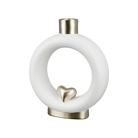 Βάζο ArteLibre Love Λευκό/Χρυσό Κεραμικό 6x17x20cm - Hippiehome.gr