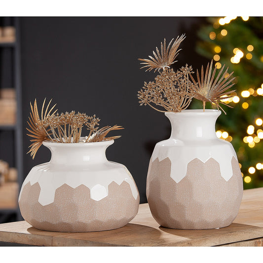 Βάζο ArteLibre Λευκό/Μπεζ Κεραμικό 20cm - Hippiehome.gr