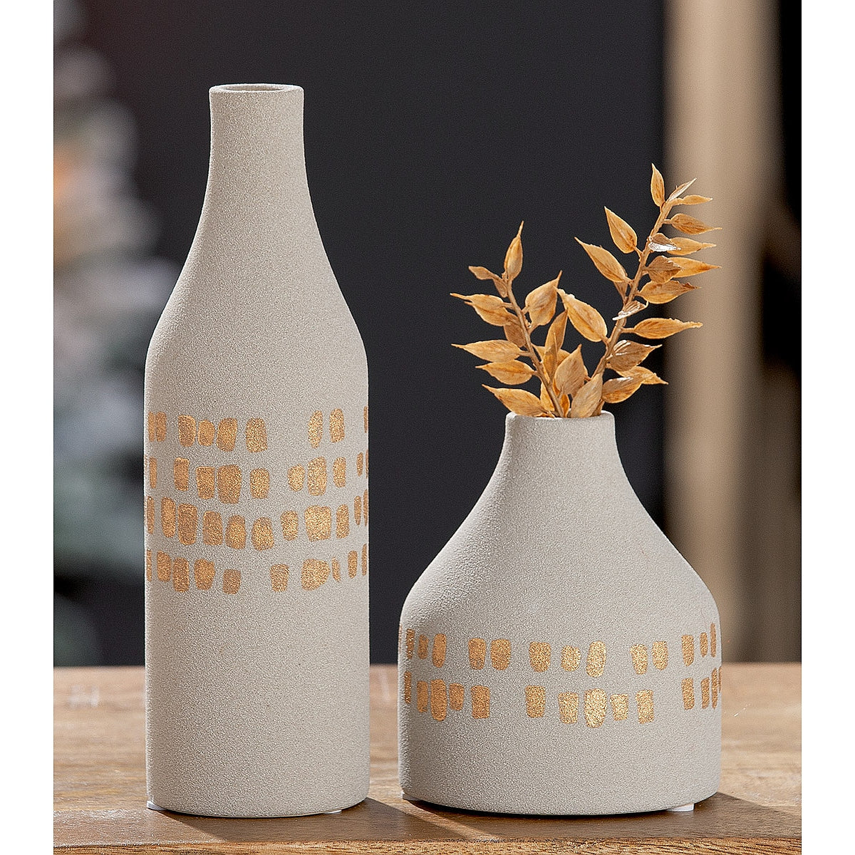 Βάζο ArteLibre Λευκό/Χρυσό Κεραμικό 12.5cm - Hippiehome.gr