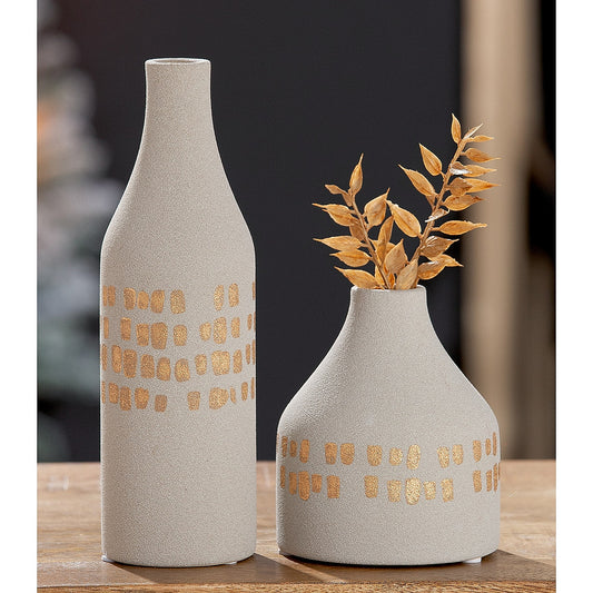 Βάζο ArteLibre Λευκό/Χρυσό Κεραμικό 12.5cm - Hippiehome.gr