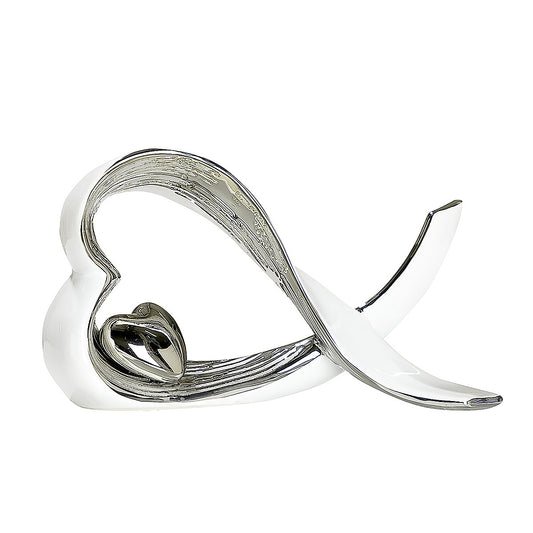 Διακοσμητικό ArteLibre Καρδιές Λευκό/Ασημί Κεραμικό 9x25x15cm - Hippiehome.gr