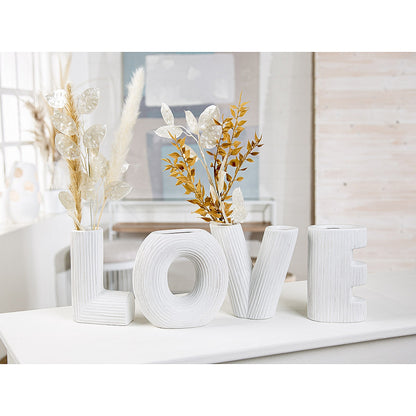 Βάζο ArteLibre 'LOVE' Λευκό Κεραμικό Υ15cm Σετ 4Τμχ - Hippiehome.gr