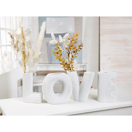 Βάζο ArteLibre 'LOVE' Λευκό Κεραμικό Υ15cm Σετ 4Τμχ - Hippiehome.gr