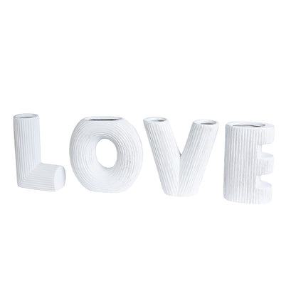 Βάζο ArteLibre 'LOVE' Λευκό Κεραμικό Υ15cm Σετ 4Τμχ - Hippiehome.gr