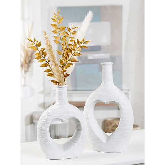 Βάζο ArteLibre Με Καρδιά Στη Μέση Λευκό Κεραμικό 7x16x22.5cm - Hippiehome.gr
