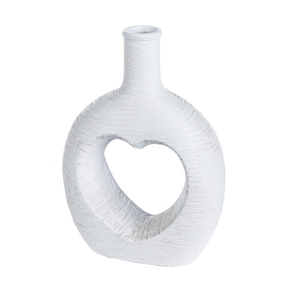 Βάζο ArteLibre Με Καρδιά Στη Μέση Λευκό Κεραμικό 7x16x22.5cm - Hippiehome.gr