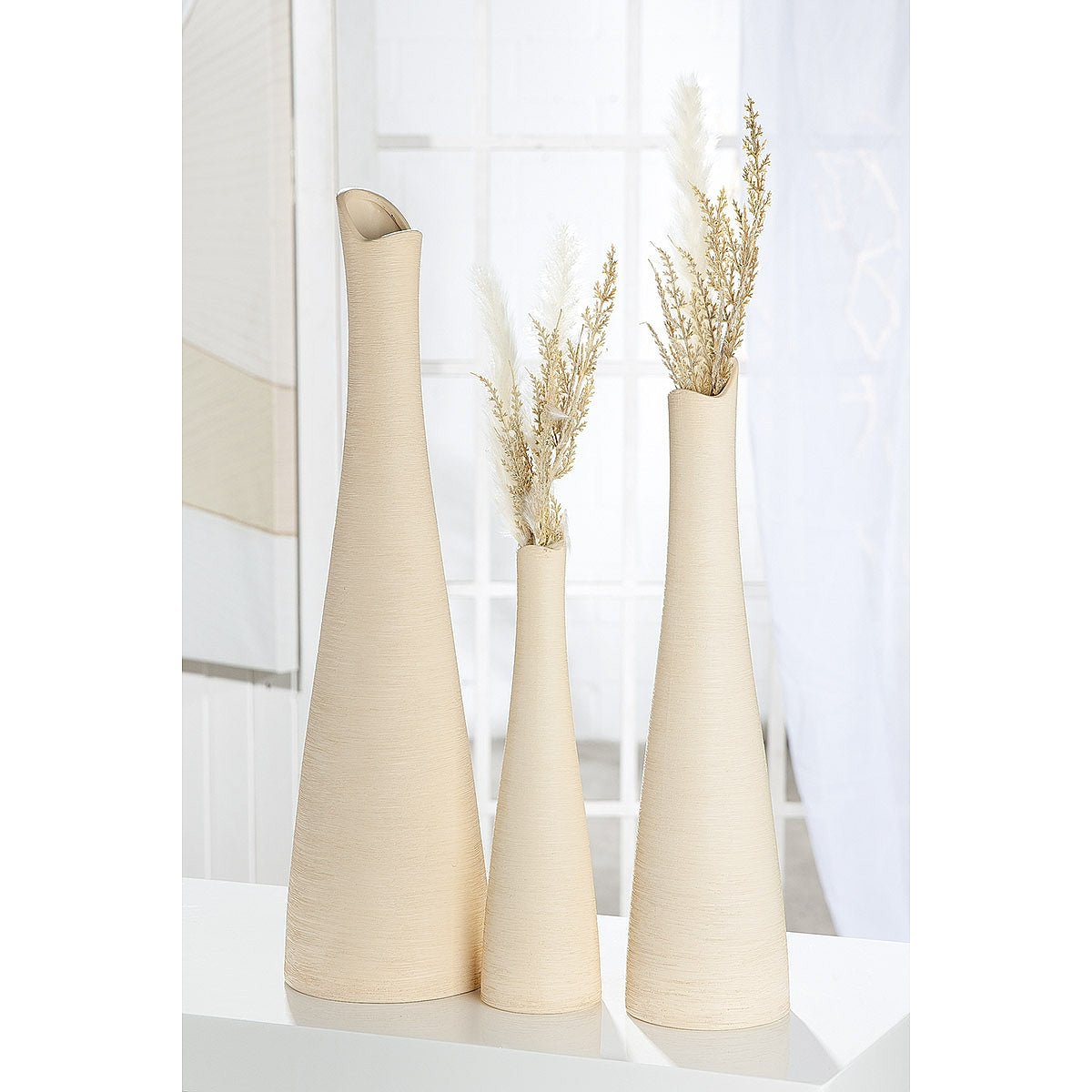 Βάζο ArteLibre Με Μακρύ Λαιμό Μπεζ Κεραμικό 31cm - Hippiehome.gr