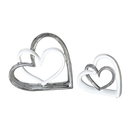 Διακοσμητικό ArteLibre Καρδιές Λευκό/Ασημί Κεραμικό 5x17.5x17cm - Hippiehome.gr