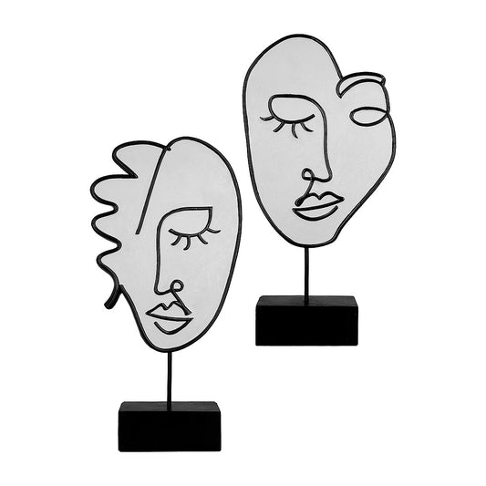 Διακοσμητικό ArteLibre Πρόσωπο Σε Βάση Μαύρο/Λευκό Polyresin 7x19x36.5cm Σε 2 Σχέδια - Hippiehome.gr