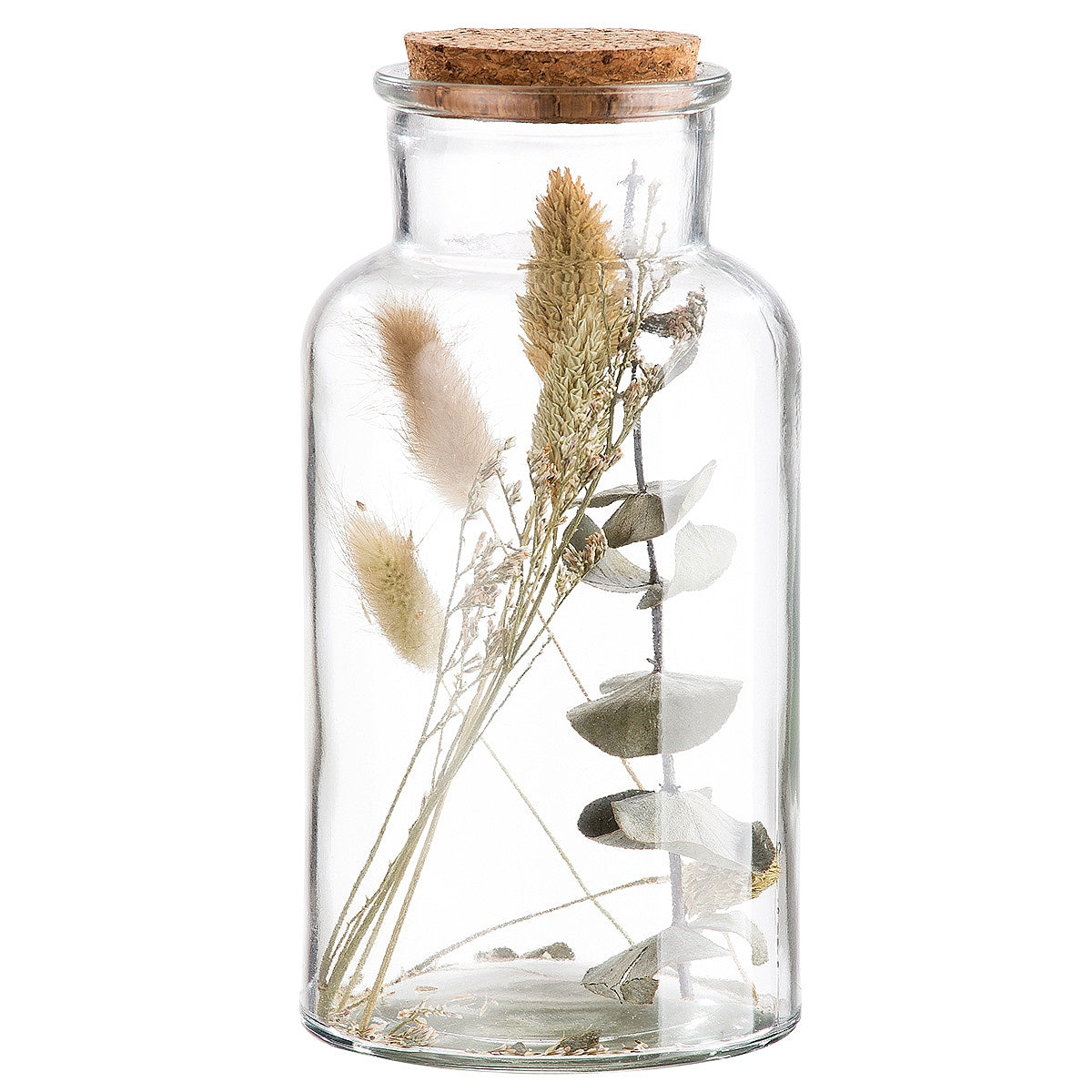 Διακοσμητικό ArteLibre Αποξηραμένο Λουλούδια Σε Δοχείο Διάφανο Γυαλί 8x17cm - Hippiehome.gr