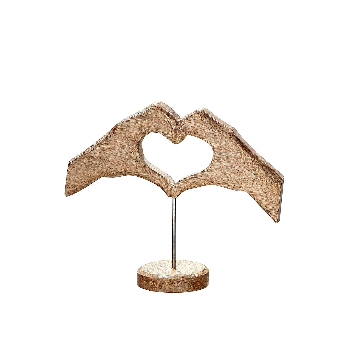Διακοσμητικό ArteLibre Χέρια Σχηματίζουν Καρδιά Σε Βάση Φυσικό Ξύλο 7.5x30x25cm - Hippiehome.gr