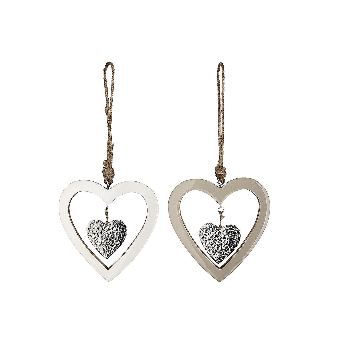 Διακοσμητικό Κρεμαστό ArteLibre Καρδιές Λευκό/Γκρι Ξύλο 2x15x28cm Σε 2 Σχέδια - Hippiehome.gr