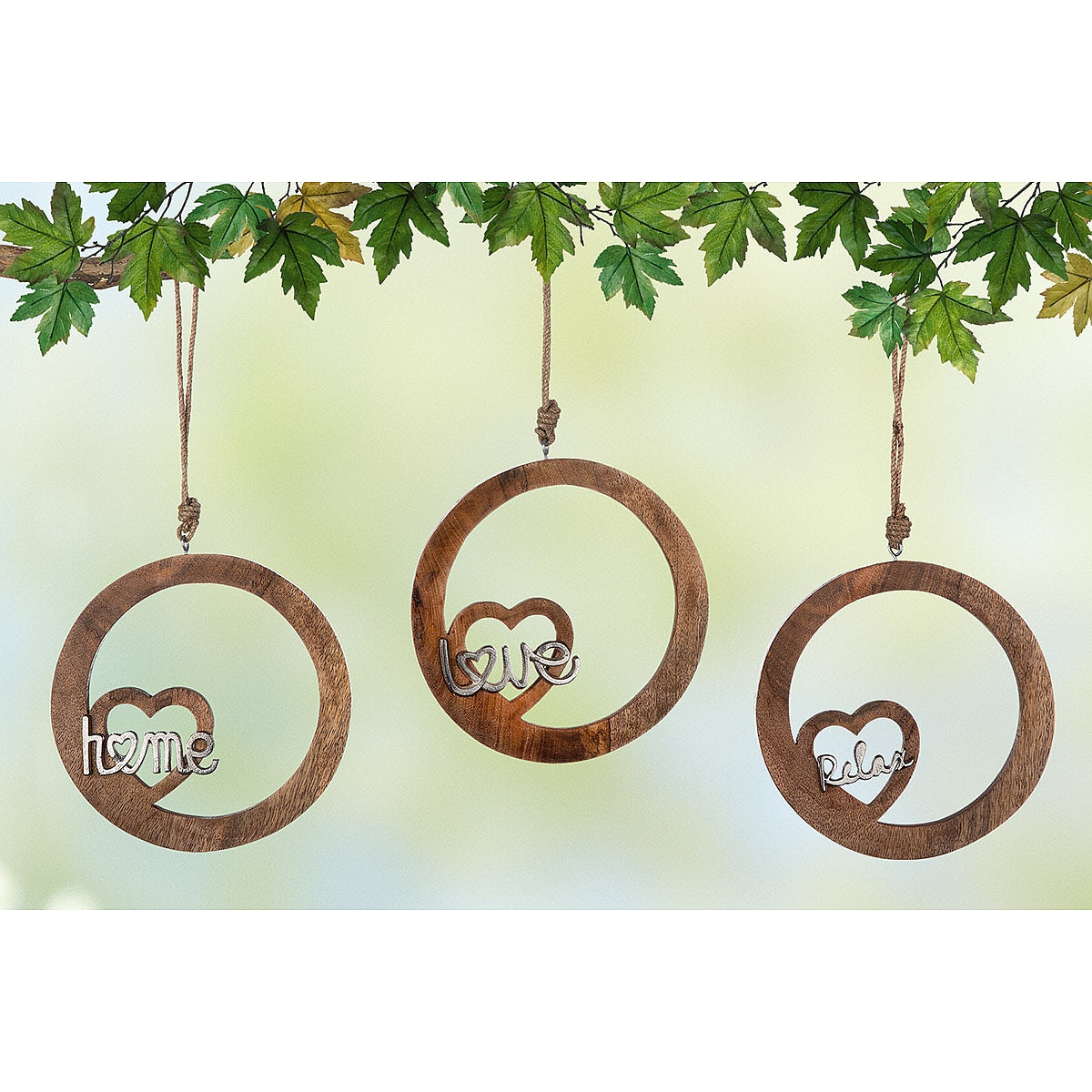 Διακοσμητικό Κρεμαστό ArteLibre Κύκλος 'Home' Με Καρδιά Φυσικό Ξύλο 22cm Σε 3 Σχέδια - Hippiehome.gr