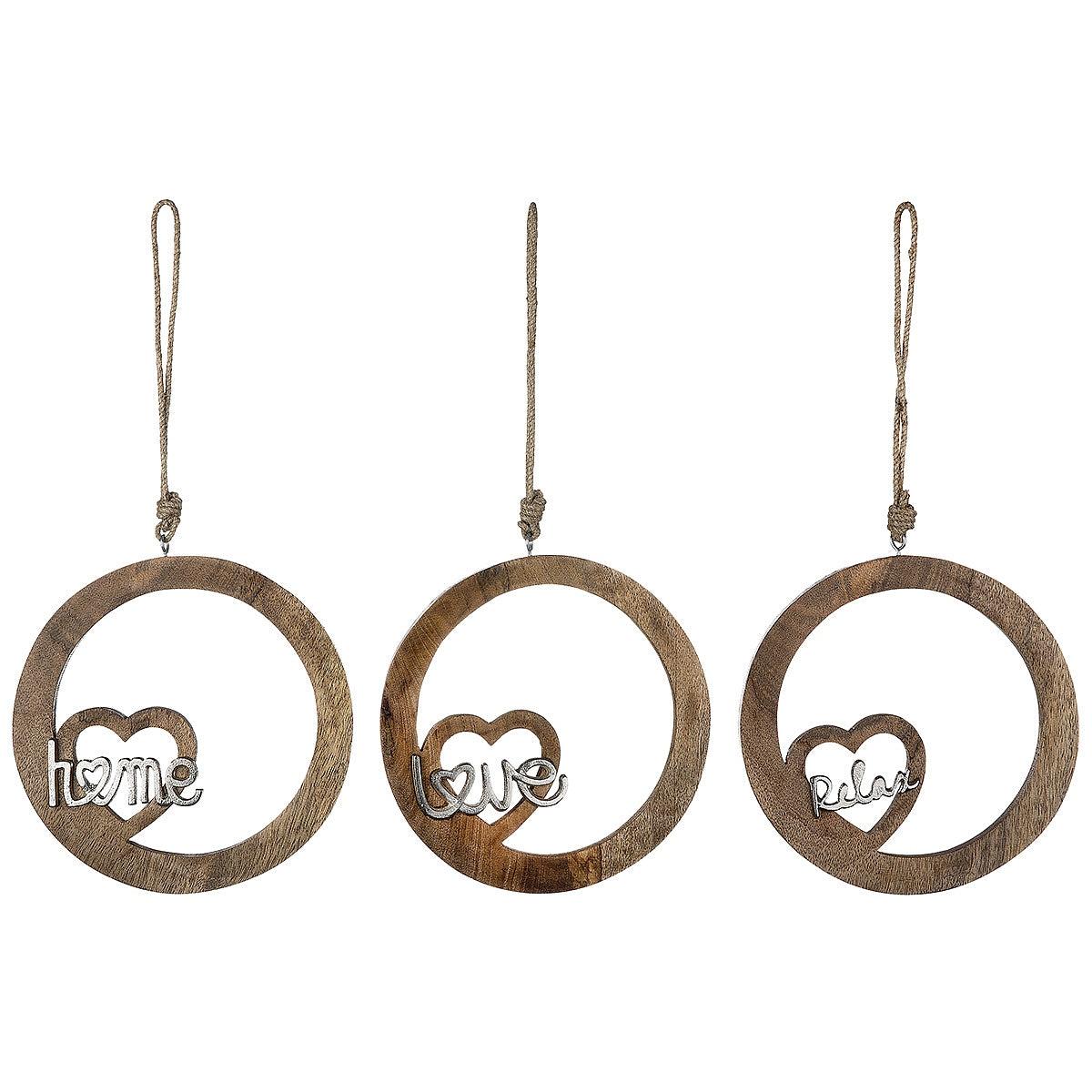 Διακοσμητικό Κρεμαστό ArteLibre Κύκλος 'Home' Με Καρδιά Φυσικό Ξύλο 22cm Σε 3 Σχέδια - Hippiehome.gr