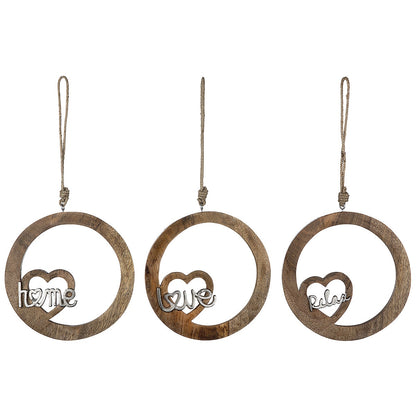 Διακοσμητικό Κρεμαστό ArteLibre Κύκλος 'Home' Με Καρδιά Φυσικό Ξύλο 22cm Σε 3 Σχέδια - Hippiehome.gr