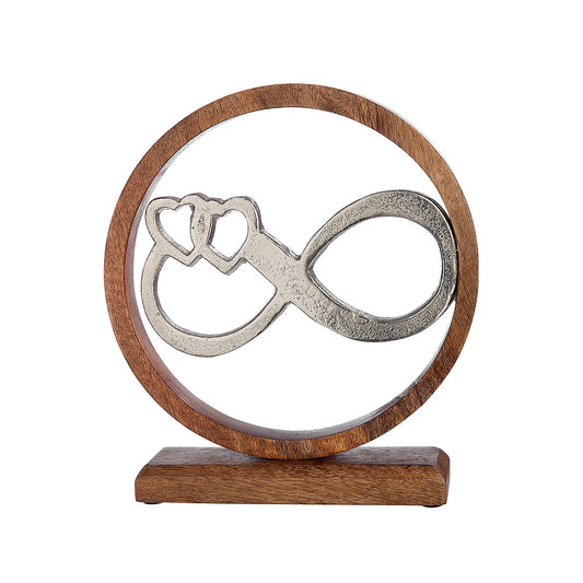 Διακοσμητικό ArteLibre Το Άπειρο Σε Κύκλο Ασημί/Φυσικό Αλουμίνιο/Ξύλο 5x24x26cm - Hippiehome.gr
