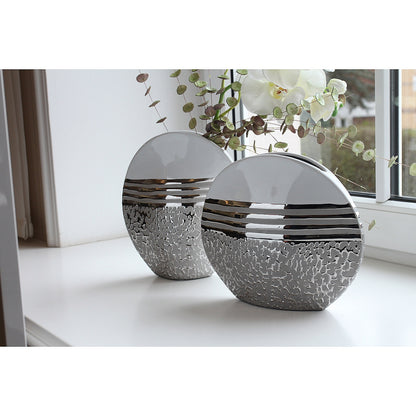 Βάζο ArteLibre Λευκό/Ασημί Κεραμικό 10x20.5x25cm - Hippiehome.gr