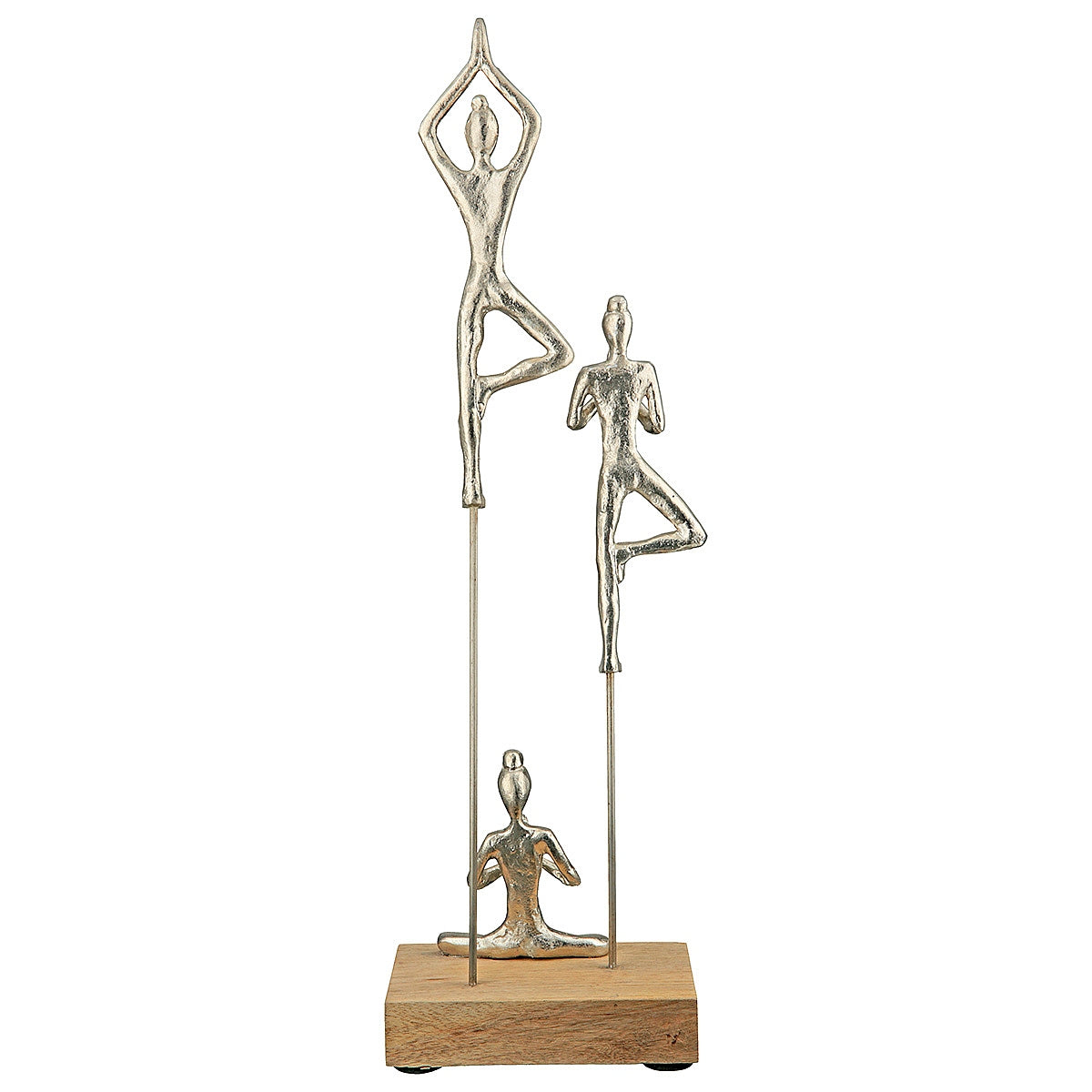 Διακοσμητικό ArteLibre Φιγούρες Κάνουν Γιόγκα Σε Βάση Γκρι/Φυσικό Αλουμίνιο/Ξύλο 9x15.5x51cm - Hippiehome.gr