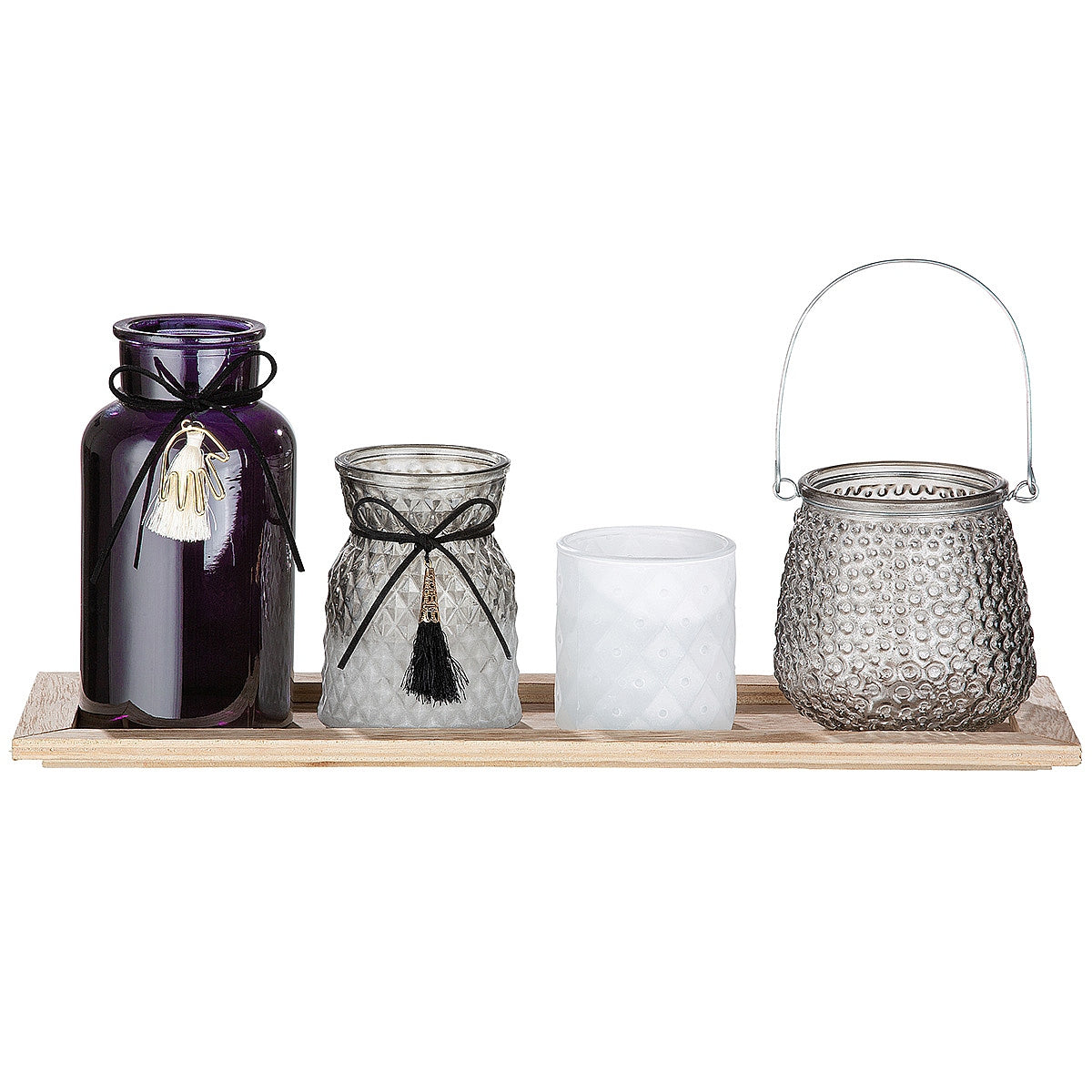 Σετ Φανάρι/Βάζο ArteLibre Πολύχρωμο Γυαλί 15x40x18cm Σετ 4Τμχ - Hippiehome.gr