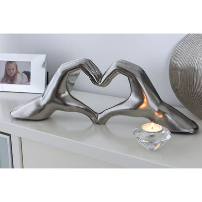 Διακοσμητικό ArteLibre Χέρια Σχηματίζουν Καρδιά Ασημί Κεραμικό 10x45x15cm - Hippiehome.gr