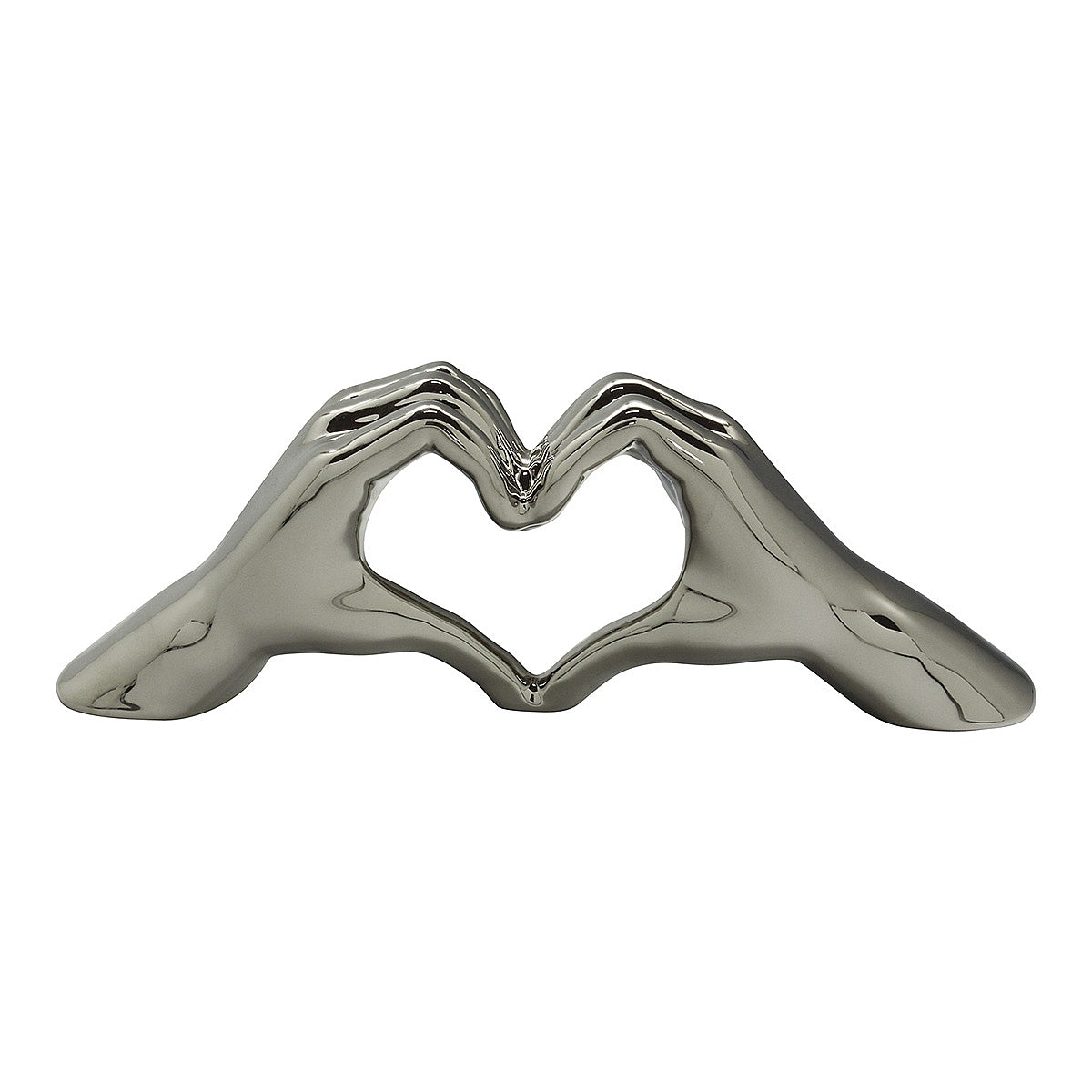 Διακοσμητικό ArteLibre Χέρια Σχηματίζουν Καρδιά Ασημί Κεραμικό 10x45x15cm - Hippiehome.gr